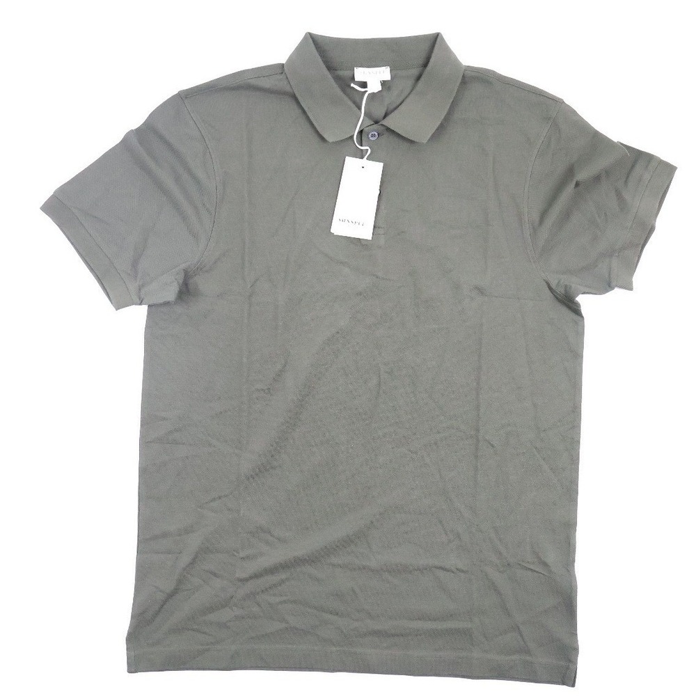 Sunspel Polo Shirt Supima Cotton Olive Green Solid Large NWT $155